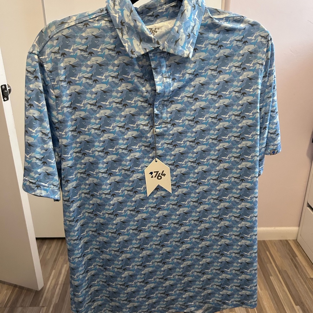 Blue Patterned Polo Shirt for Men